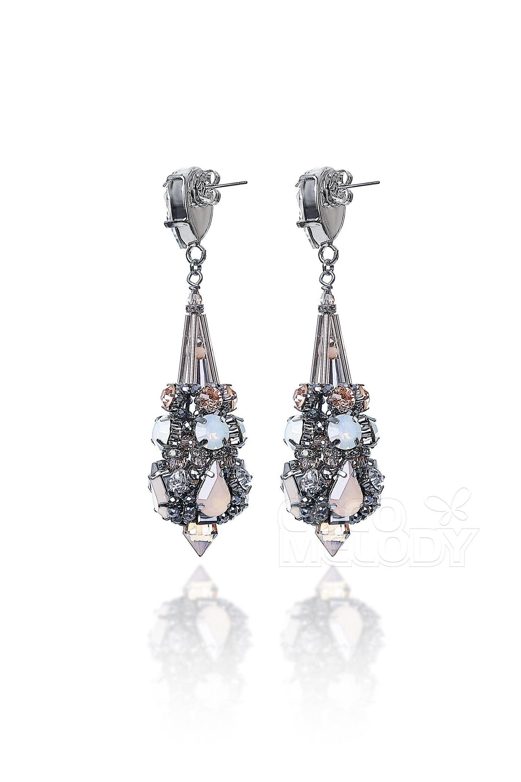 Charming Alloy Wedding Earrings with Jewel HG18010 - COCOMELODY